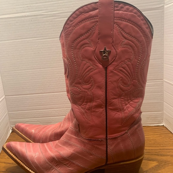Los Altos Woman’s 9.5 Pink Eel skin Pointed Toe Cowboy Boots Barbie Cowgirl fun - Picture 2 of 15